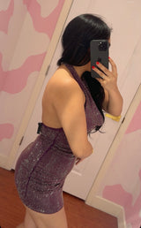Purple Starlight Halter Mini Dress