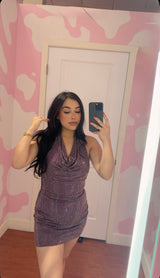 Purple Starlight Halter Mini Dress