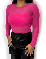 Julia Mesh Top- Fuchsia