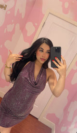 Purple Starlight Halter Mini Dress