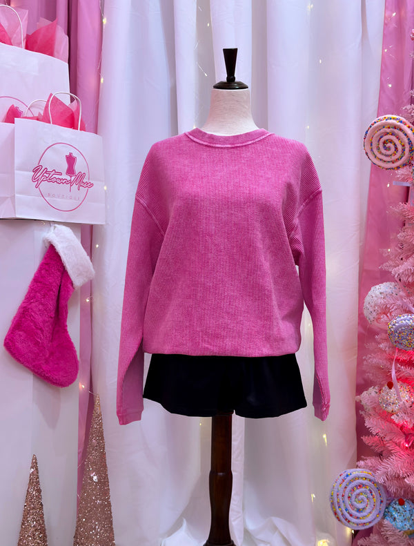 Hazel Luxe Crew Sweatshirt- Pink