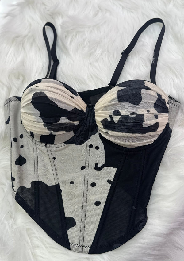Nixie Cow Print Corset Top