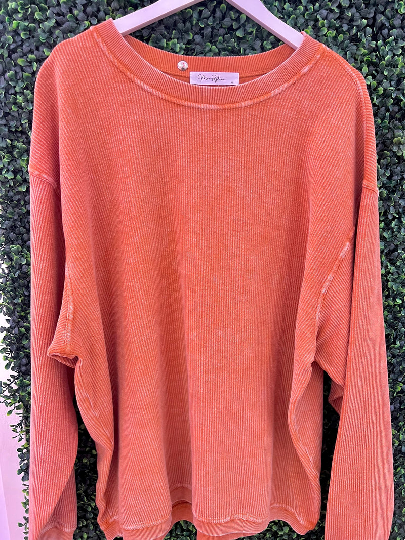 Hazel Luxe Crew Sweatshirt Plus Size- Burnt Orange