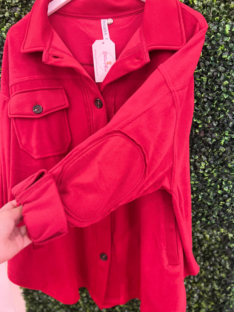 Cozy Shacket Plus Size - Red