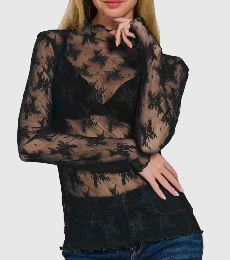 Midnight Sheer Lace Top