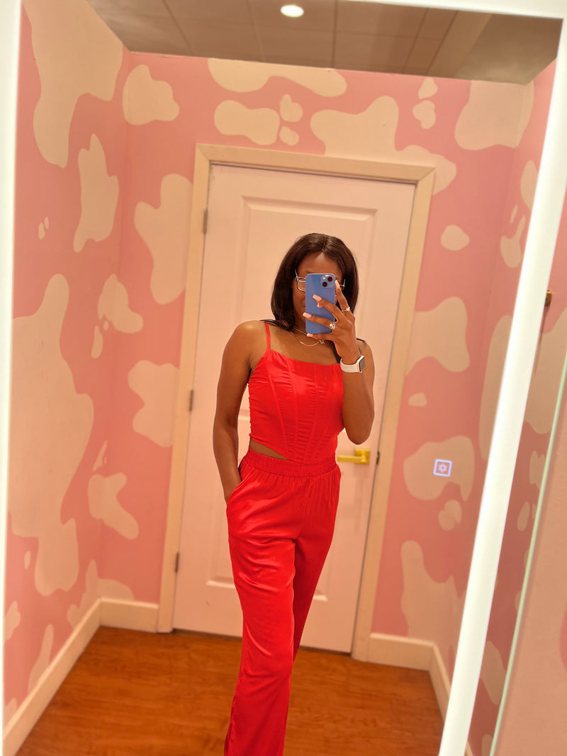 Sutton Corset Top - Hot Red