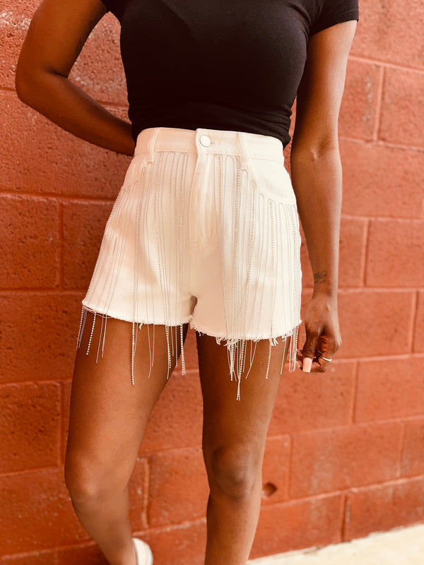 Malibu Denim Shorts - White